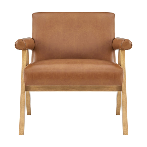 Nixon Faux Leather Accent Arm Chair, Borneo Chocolate