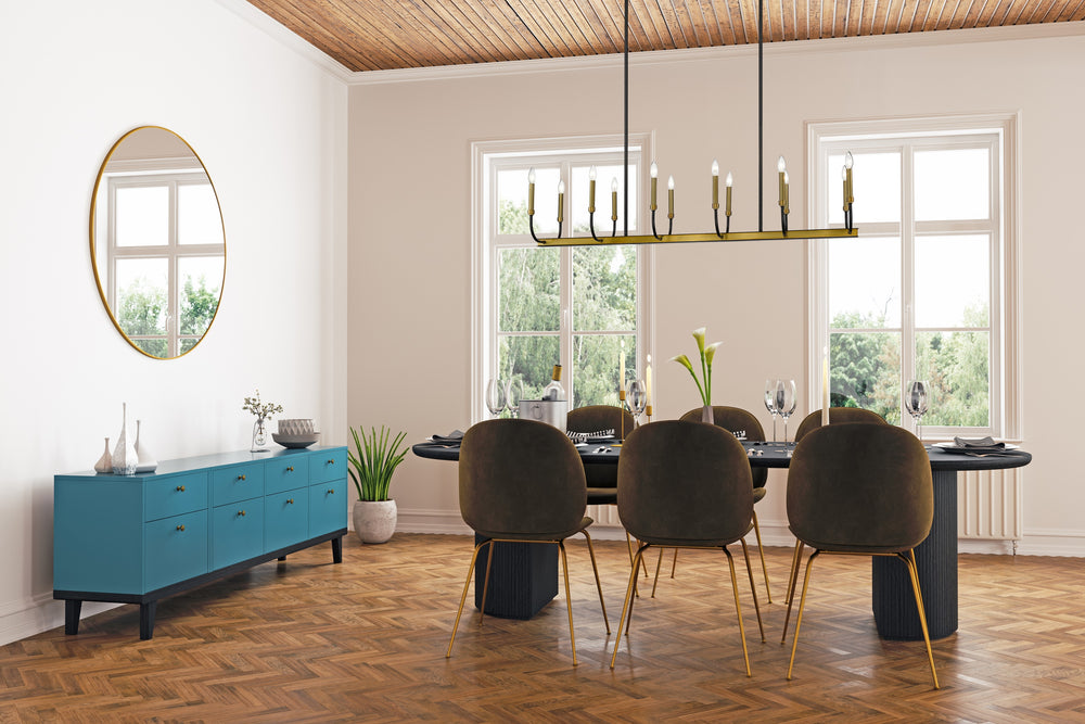 Haylie 12 Light Island/Billiard in Matte Black + Olde Brass Finish
