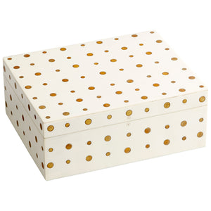 Dot Crown Container in White and Brass