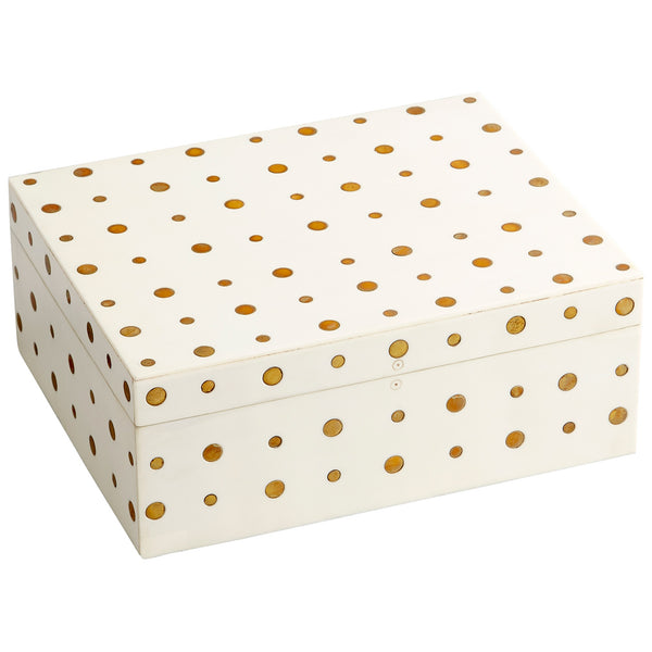 Dot Crown Container in White and Brass