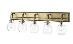 Kraken 5 Light Vanity in Matte Black + Olde Brass Finish