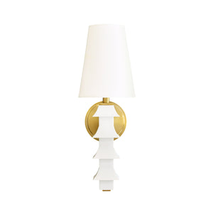 HANDPAINTED TOLE PAGODA SCONCE IN WHITE