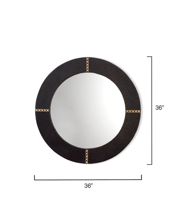 Round Cross Stitch Round Wall Mirror, Espresso Hide