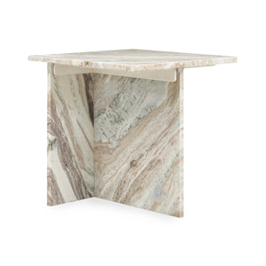 Bexly Marble Square End Table in Rusty Gray