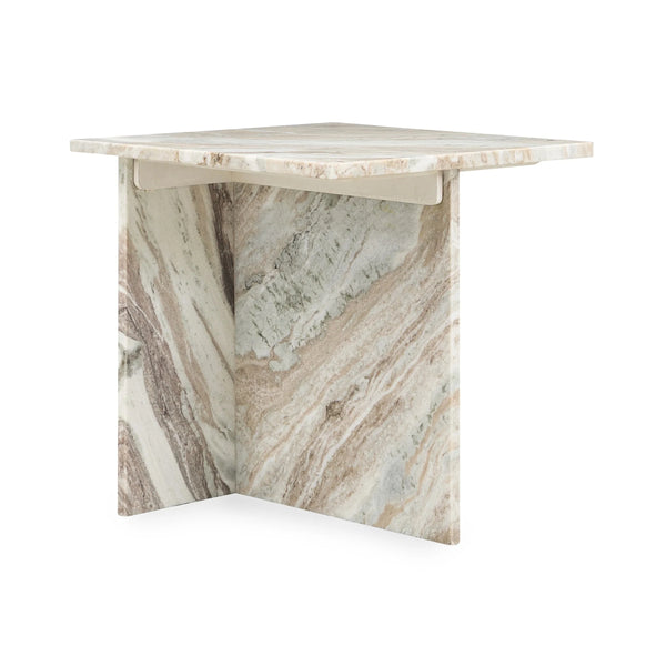 Bexly Marble Square End Table in Rusty Gray