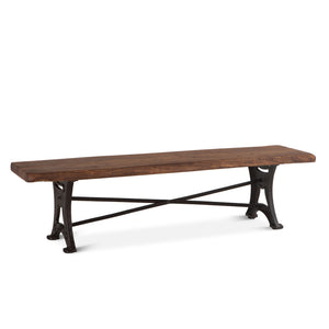 Organic Forge 70-Inch Live Edge Dining Bench with Antique Zinc Base