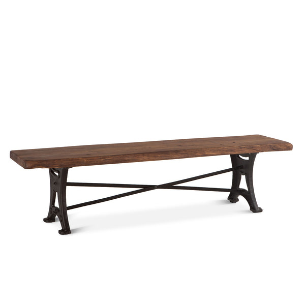 Organic Forge 70-Inch Live Edge Dining Bench with Antique Zinc Base