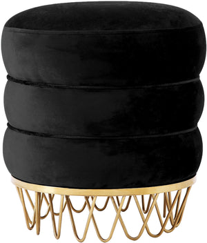 Henry Ottoman/Stool In Black Velvet
