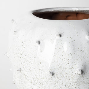 Julian Small Glossy White Ceramic Spoked Vase