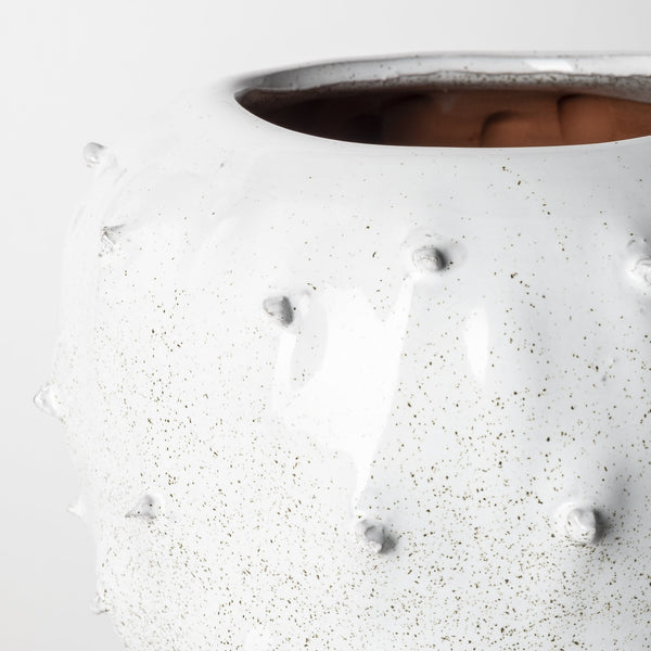 Julian Small Glossy White Ceramic Spoked Vase