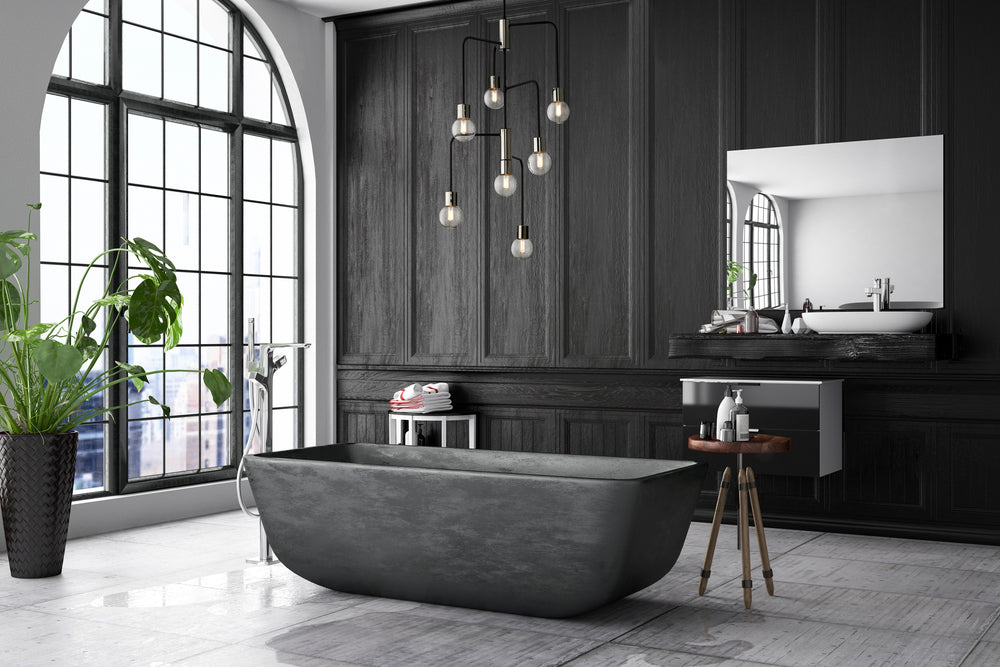 Neutra 7 Light Chandelier in Matte Black + Polished Nickel Finish