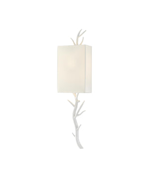 Baneberry Wall Sconce, Right In Gesso White