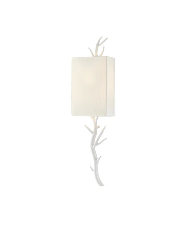 Baneberry Wall Sconce, Right In Gesso White
