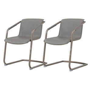 Indy Side Arm Chair Silver Frame In Antique Graphite Gray