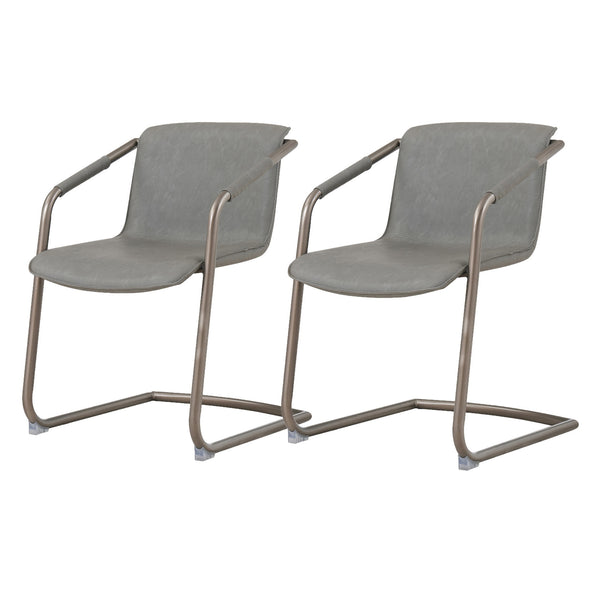 Indy Side Arm Chair Silver Frame In Antique Graphite Gray