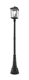 Beacon 3 Light Outdoor Post Mounted Fixture in Black Finish