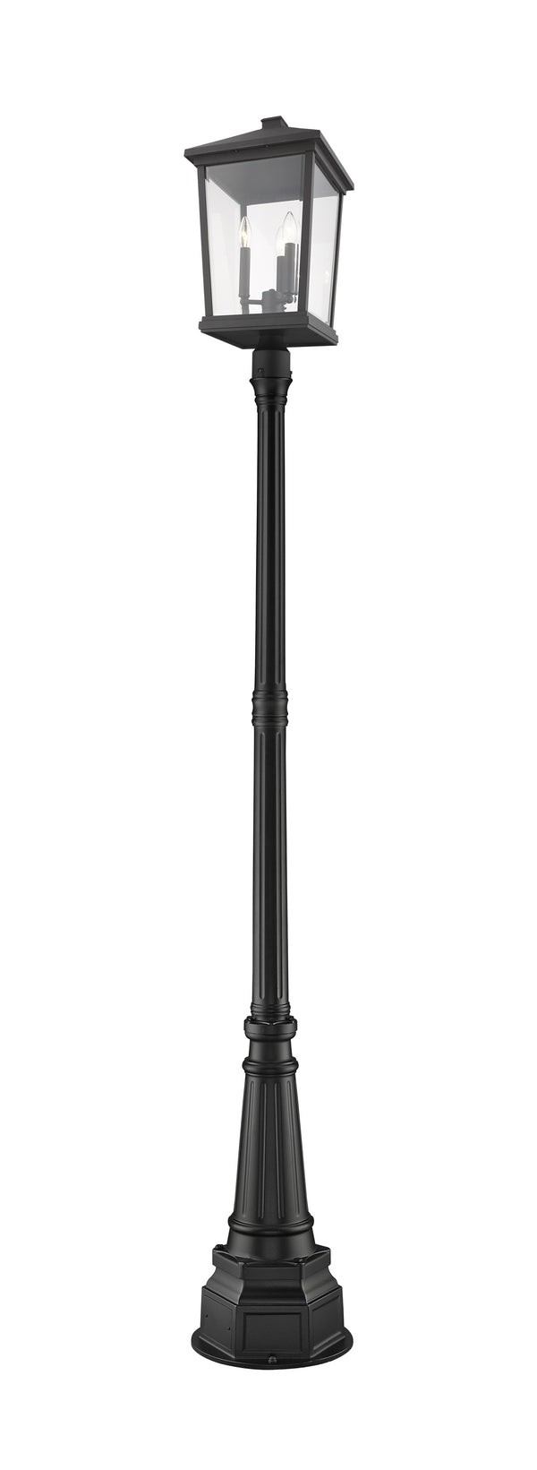 Beacon 3 Light Outdoor Post Mounted Fixture in Black Finish