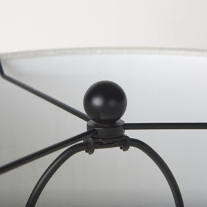 Sarah 15.0L x 10.0W x 22.2H Arched Black Metal W/Marble Cube and White Shade Table Lamp