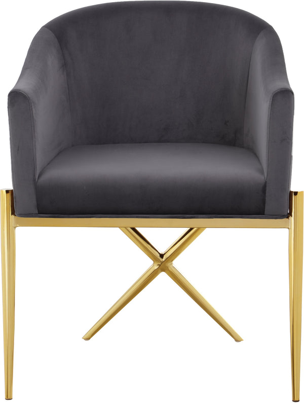 Doris Dining Chair In Grey Velvet and Gold