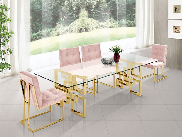 Benny Dining Chair In Pink Velvet