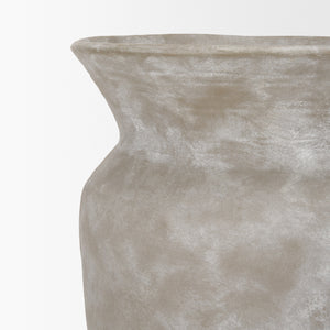 Utari Tall Gray Brown w/ White Detailing Ceramic Floor Vase