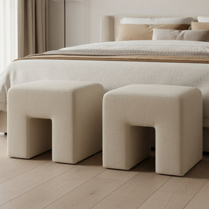 Aidy Stool in Oat Linen-Blend