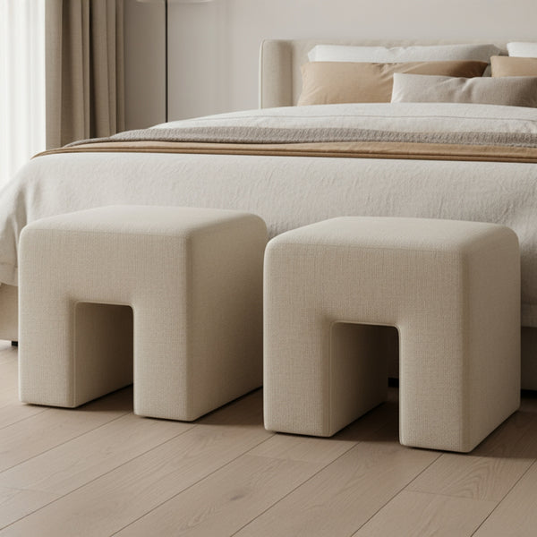 Aidy Stool in Oat Linen-Blend