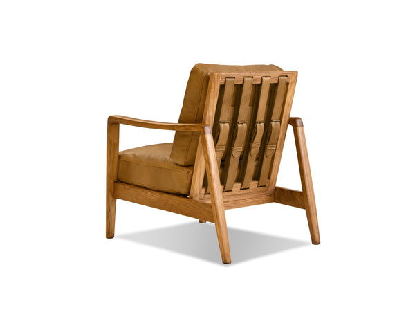 CRAFTSMAN Occasional Chair in Natural ash wood frame/tan leather