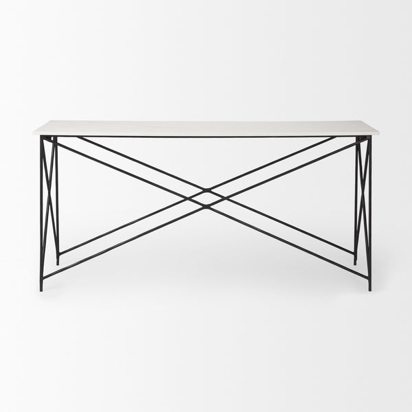 Lorlei Marble Top w/ Black Iron Base Console Table