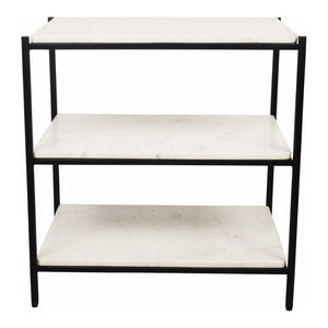 Trine White Marble & Iron Nightstand