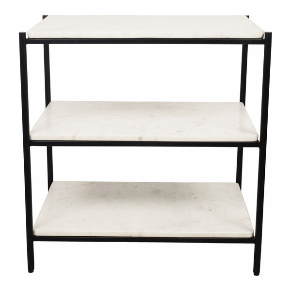 Trine White Marble & Iron Nightstand