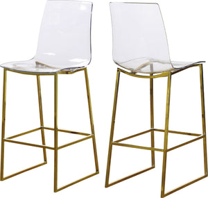 Winston Stool In Gold Metal/Lucite Polycarbonate