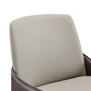 Stella Faux Leather Dining Side Chair, Taupe/Dark Brown