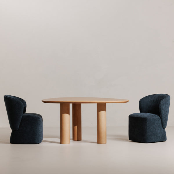 Moe's Larson Navy Blue Rolling Dining Chair