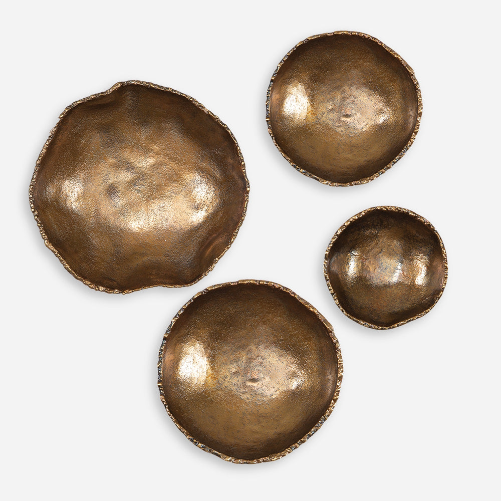 Lucky Coins Brass Wall Bowls, S/4
