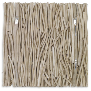 Gathered Teak Square Bleached Wood Wall Decor