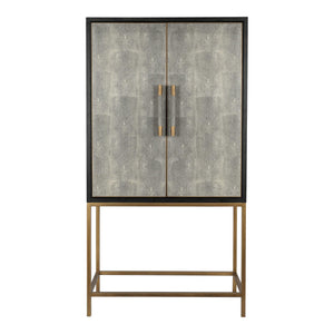 Mako Bar Cabinet in Grey with Brass Accents