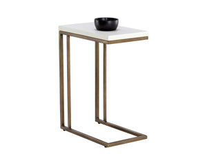 SAWYER END TABLE - ANTIQUE BRASS - WHITE
