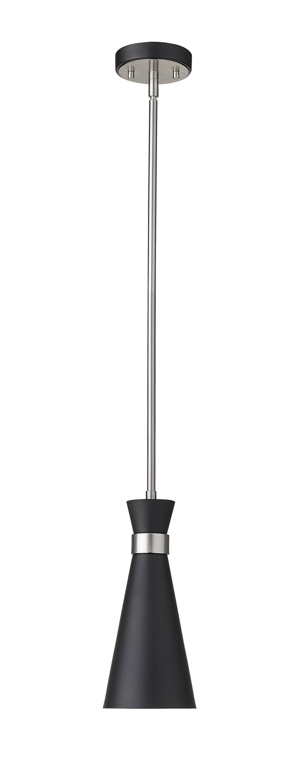 Soriano 1 Light Mini Pendant in Matte Black + Brushed Nickel Finish