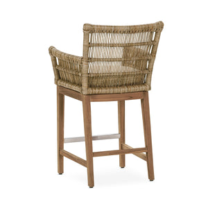 Valerie Outdoor Counter Stool in Teak and Olefin
