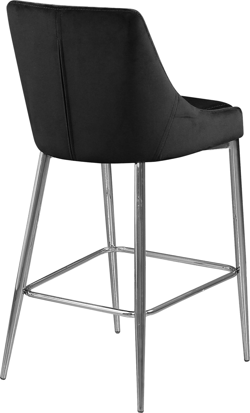 Lynette Stool In Black Velvet and Chrome