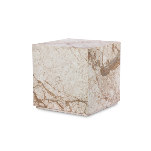 Modern Marble Plinth End Table in Desert Type