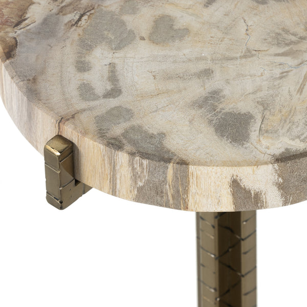 Jonty Round End Table In Petrified Wood