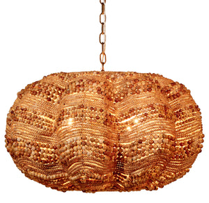 Clamshell Wood Beaded 4-Light Chandelier