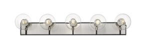 Parsons 5 Light Vanity in Matte Black + Brushed Nickel Finish