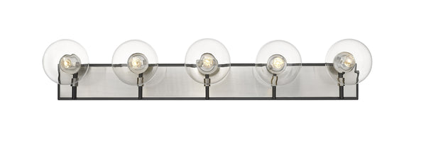 Parsons 5 Light Vanity in Matte Black + Brushed Nickel Finish