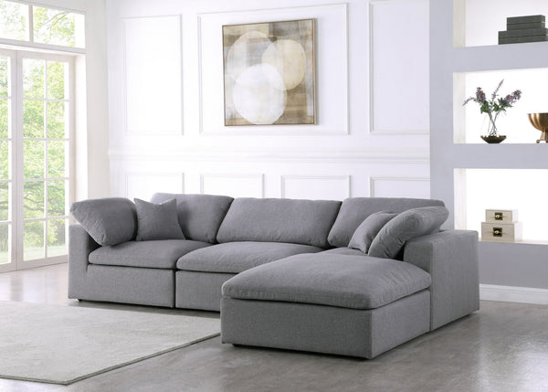 Carmen Cloud Modular Sectional In Grey Linen Fabric