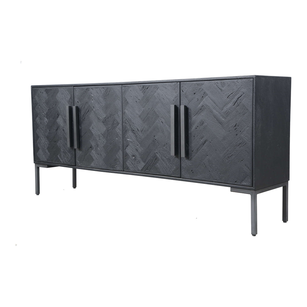 Moe's Fishbone Sideboard in Black Mango Wood