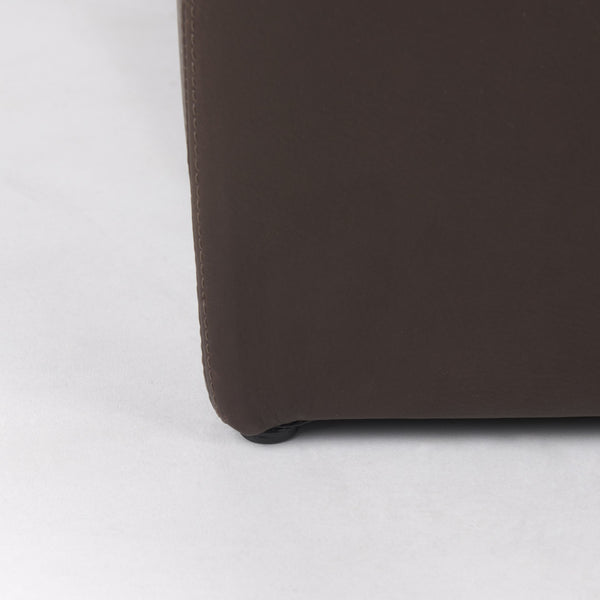 Minara 36L x 36W x 16H Square Dark Brown Leather Wrapped Ottoman