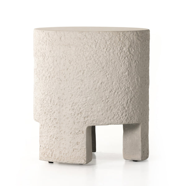 Kember Outdoor End Table In Blanc White